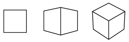 [3 views of a cube]